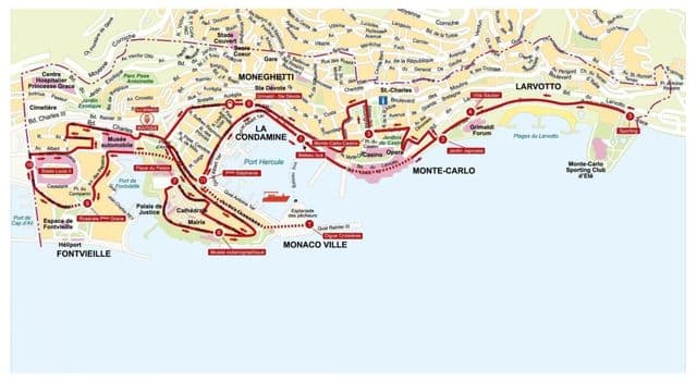 Monaco Hop On Hop Off mapa wycieczek autobusowych